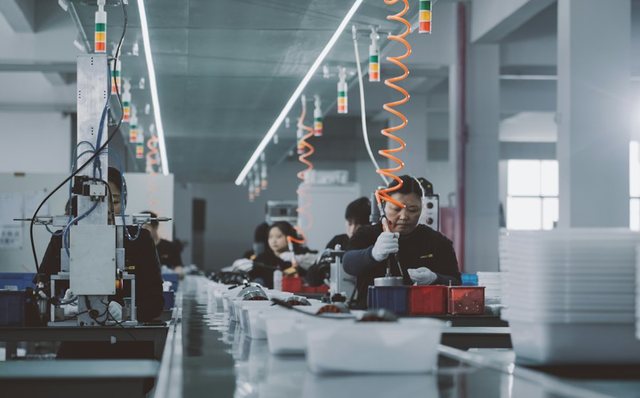 A factory assembly line