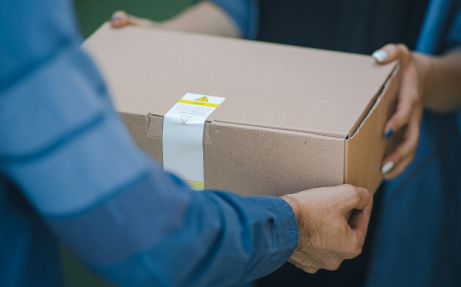 Handing over a package